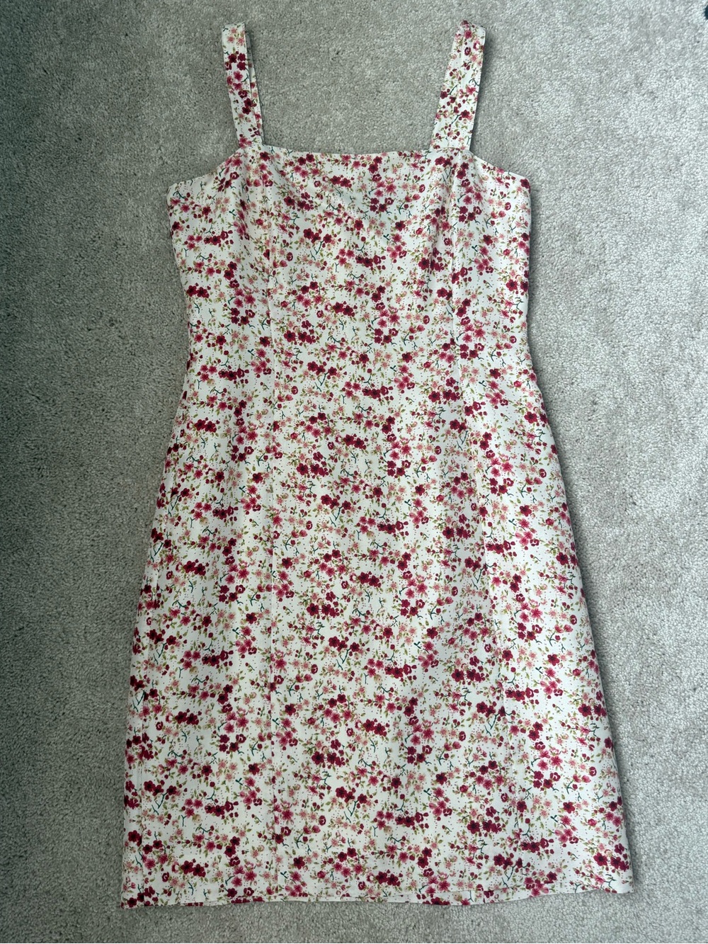 Ann Taylor Cream Mini Dress with Pink Floral Print